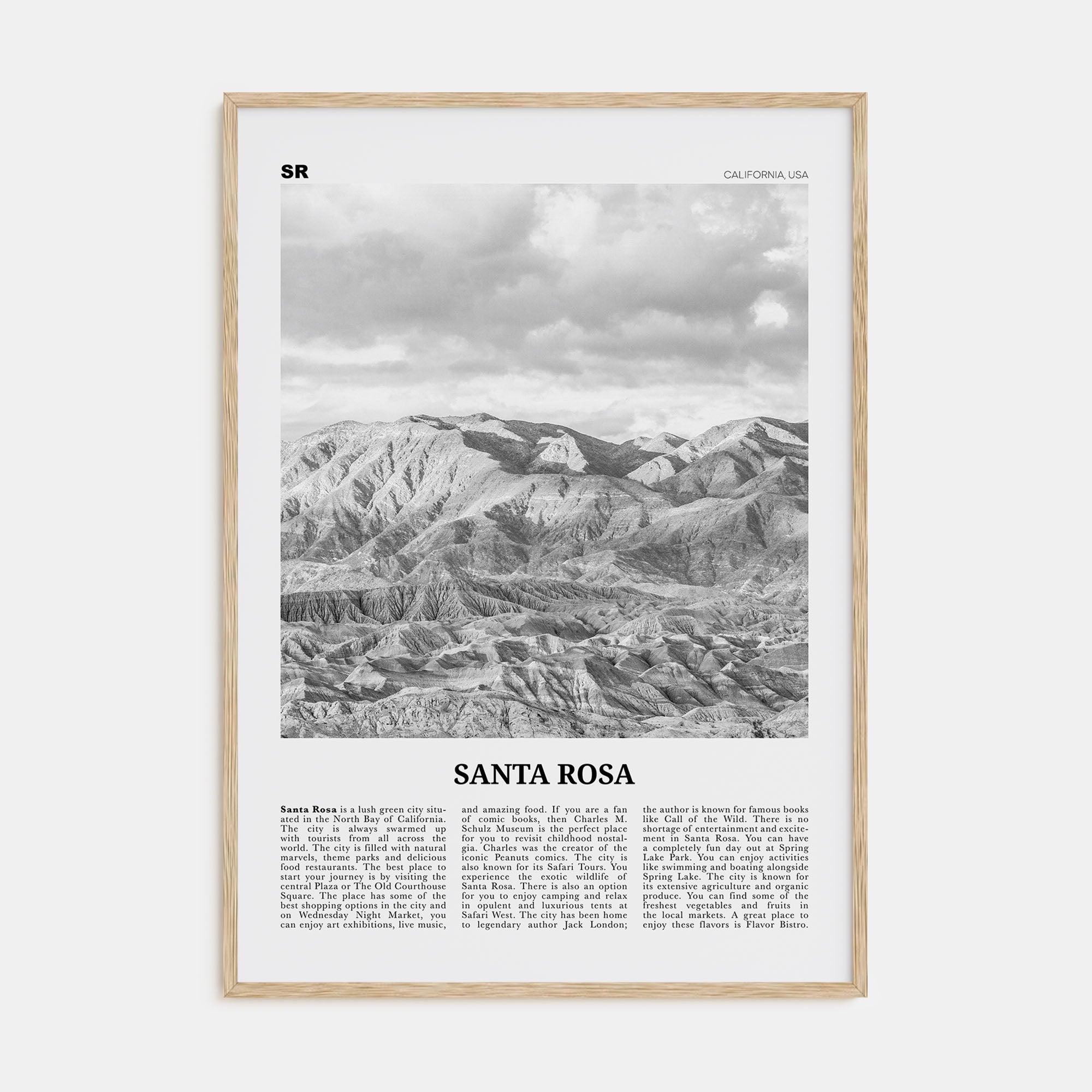Santa Rosa Travel B&W Poster
