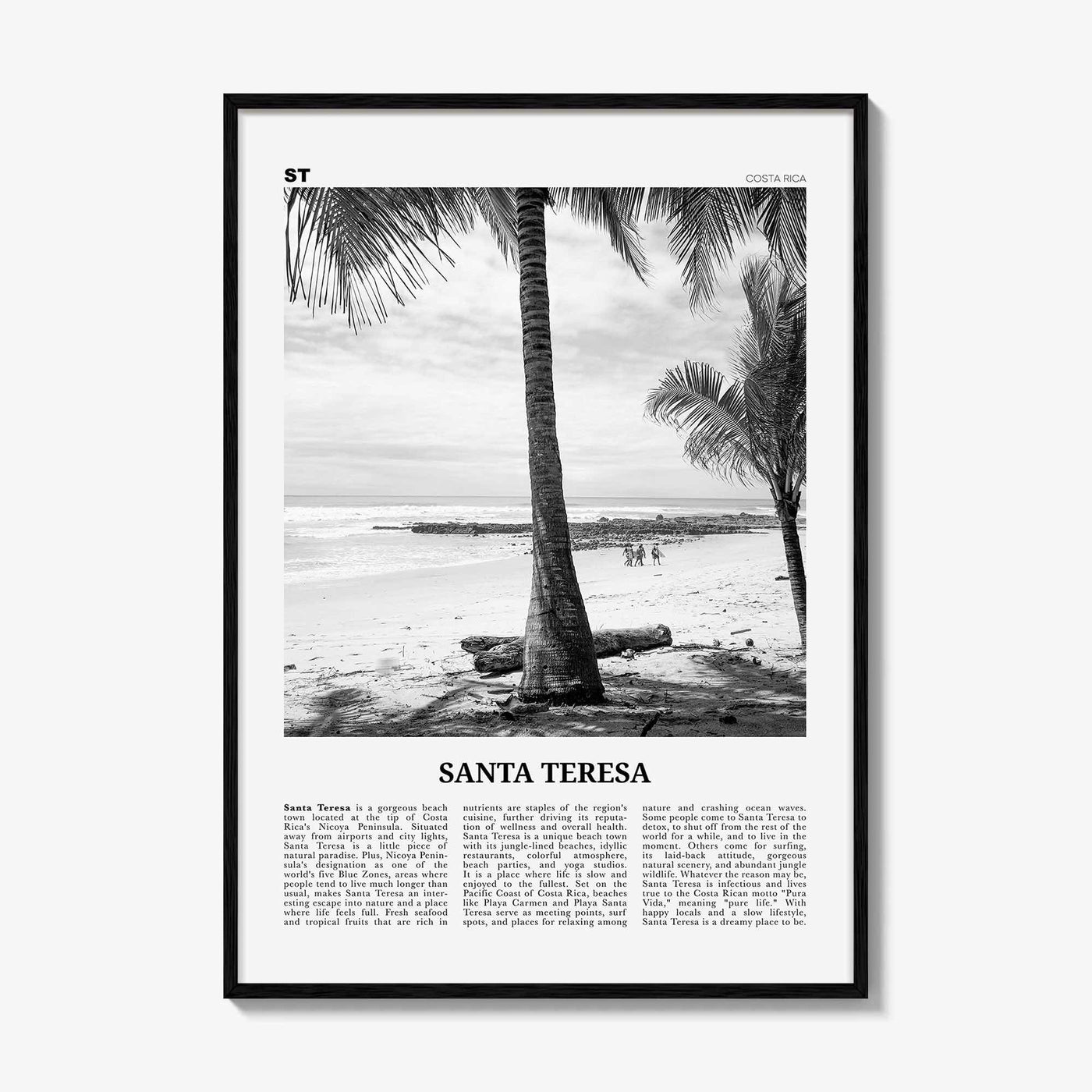 Santa Teresa Print Black and White, Santa Teresa Wall Art, Santa Teresa Poster, Santa Teresa Photo, Santa Teresa Wall Décor, Costa Rica