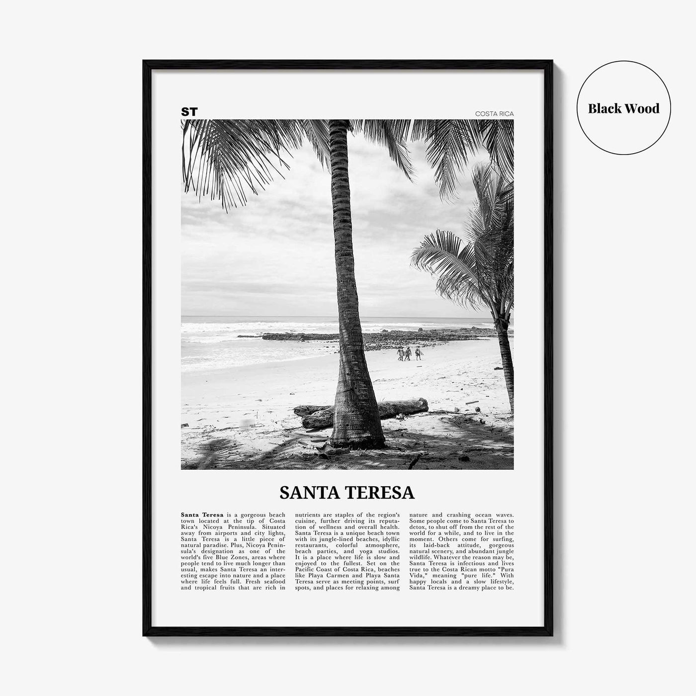Santa Teresa Print Black and White, Santa Teresa Wall Art, Santa Teresa Poster, Santa Teresa Photo, Santa Teresa Wall Décor, Costa Rica