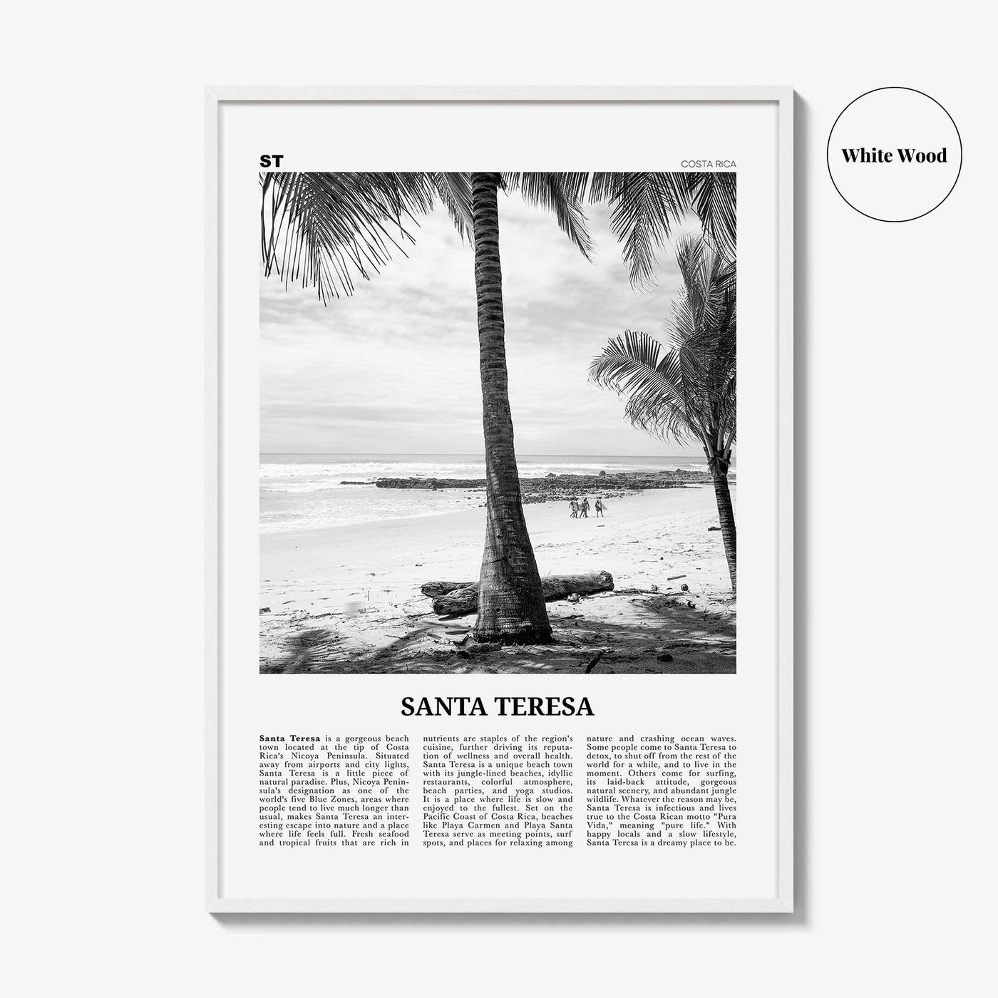 Santa Teresa Print Black and White, Santa Teresa Wall Art, Santa Teresa Poster, Santa Teresa Photo, Santa Teresa Wall Décor, Costa Rica