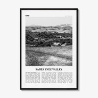 Santa Ynez Valley Print Black and White, Santa Ynez Valley Wall Art, Santa Ynez Valley Poster, Santa Ynez Valley Photo, California USA