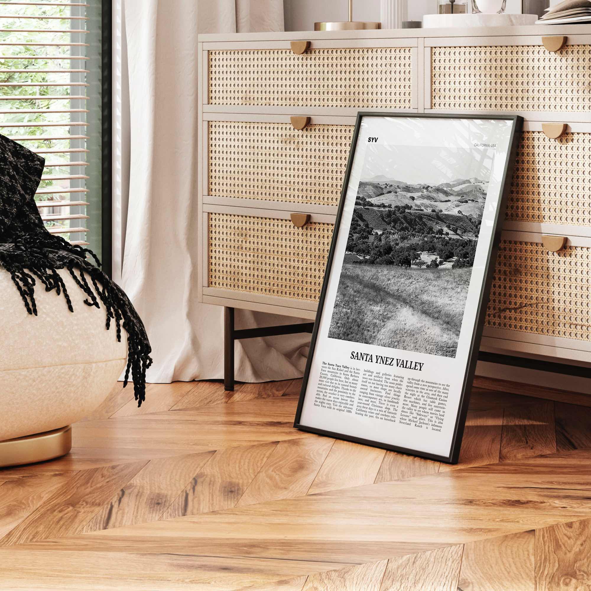 Santa Ynez Valley Print Black and White, Santa Ynez Valley Wall Art, Santa Ynez Valley Poster, Santa Ynez Valley Photo, California USA