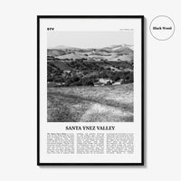 Santa Ynez Valley Print Black and White, Santa Ynez Valley Wall Art, Santa Ynez Valley Poster, Santa Ynez Valley Photo, California USA