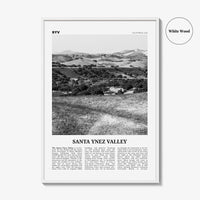 Santa Ynez Valley Print Black and White, Santa Ynez Valley Wall Art, Santa Ynez Valley Poster, Santa Ynez Valley Photo, California USA