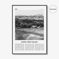 Santa Ynez Valley Print Black and White, Santa Ynez Valley Wall Art, Santa Ynez Valley Poster, Santa Ynez Valley Photo, California USA