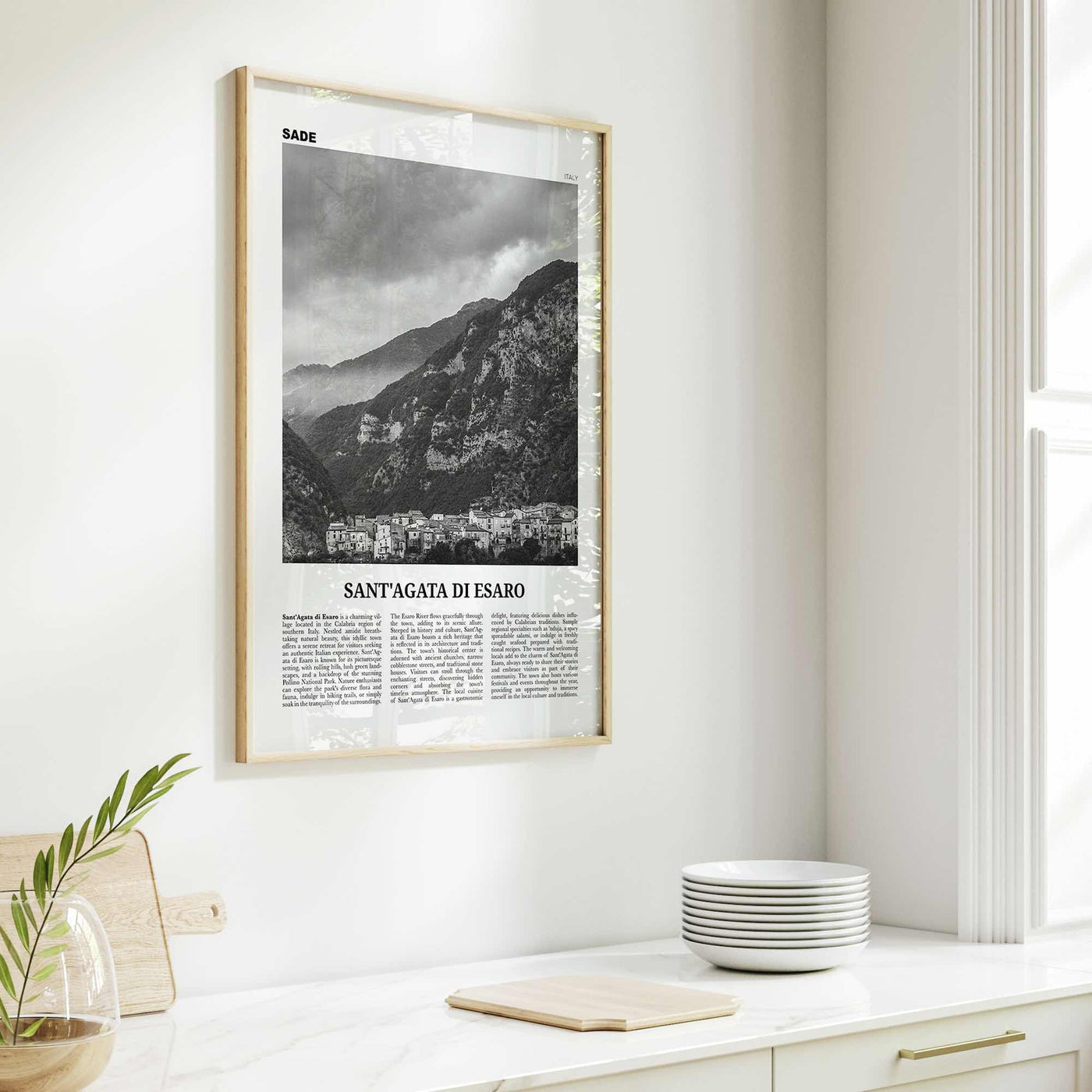 Santagata Di Esaro Print Black and White, Santa Agata Di Esaro Wall Art, Santa Agata Di Esaro Poster, Santa Agata Photo, Wall Décor, Italy