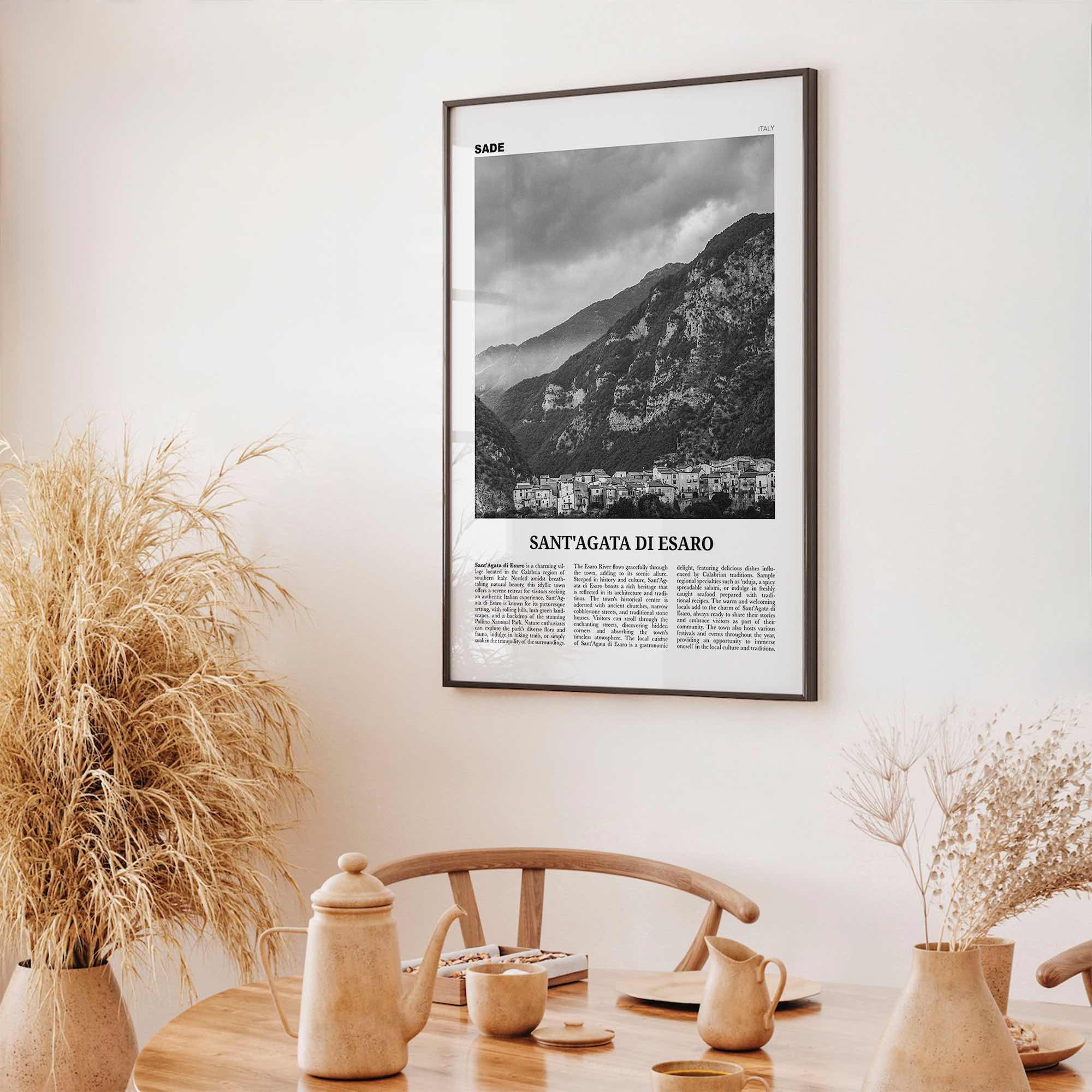 Santagata Di Esaro Print Black and White, Santa Agata Di Esaro Wall Art, Santa Agata Di Esaro Poster, Santa Agata Photo, Wall Décor, Italy