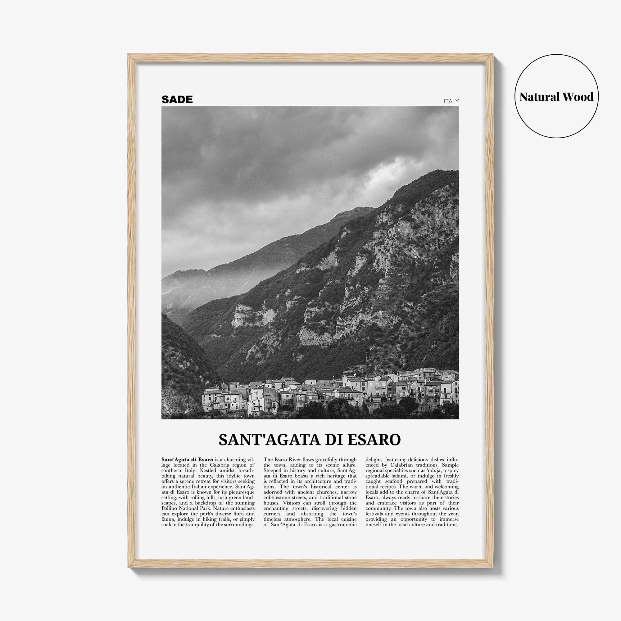 Santagata Di Esaro Print Black and White, Santa Agata Di Esaro Wall Art, Santa Agata Di Esaro Poster, Santa Agata Photo, Wall Décor, Italy