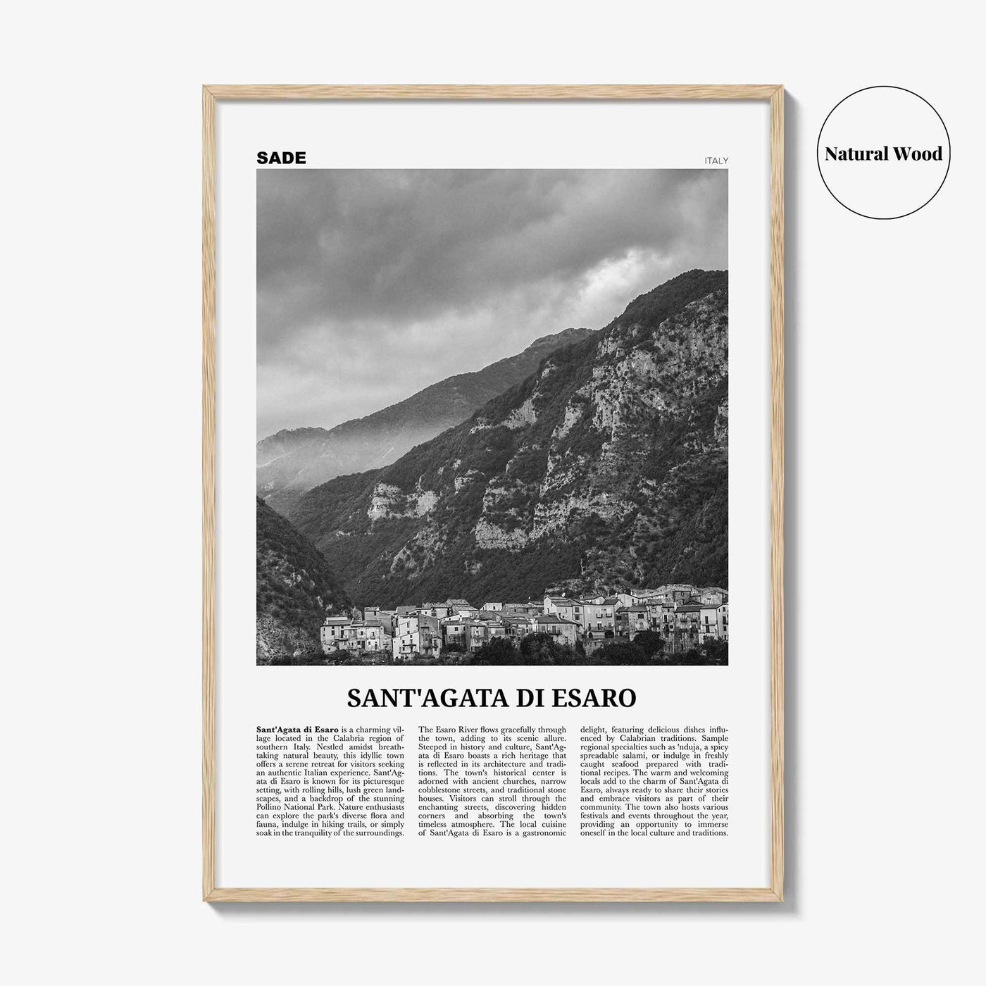 Santagata Di Esaro Print Black and White, Santa Agata Di Esaro Wall Art, Santa Agata Di Esaro Poster, Santa Agata Photo, Wall Décor, Italy