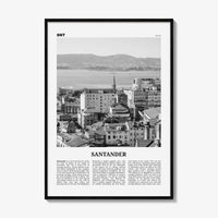 Santander Print Black and White, Santander Wall Art, Santander Poster, Santander Photo, Santander Wall Décor, Santander Map,