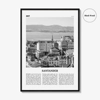 Santander Print Black and White, Santander Wall Art, Santander Poster, Santander Photo, Santander Wall Décor, Santander Map,