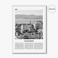 Santander Print Black and White, Santander Wall Art, Santander Poster, Santander Photo, Santander Wall Décor, Santander Map,