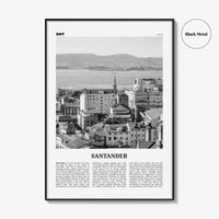 Santander Print Black and White, Santander Wall Art, Santander Poster, Santander Photo, Santander Wall Décor, Santander Map,