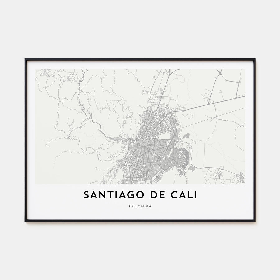 Santiago de Cali Map Landscape Poster
