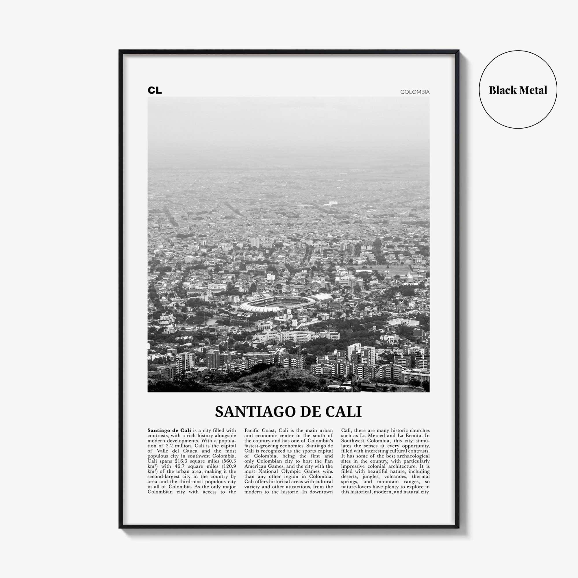 Santiago de Cali Print Black and White, Santiago de Print Black White, Cali Wall Art, Cali Poster, Cali Photo, Cali Wall Decor, Colombia