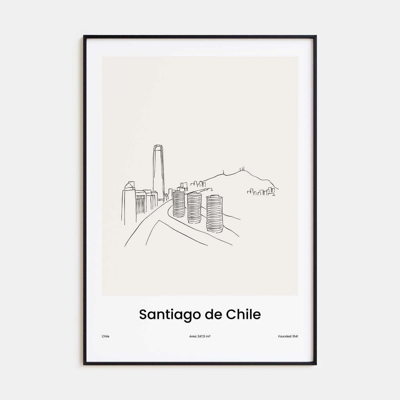 Santiago de Chile Drawn Poster