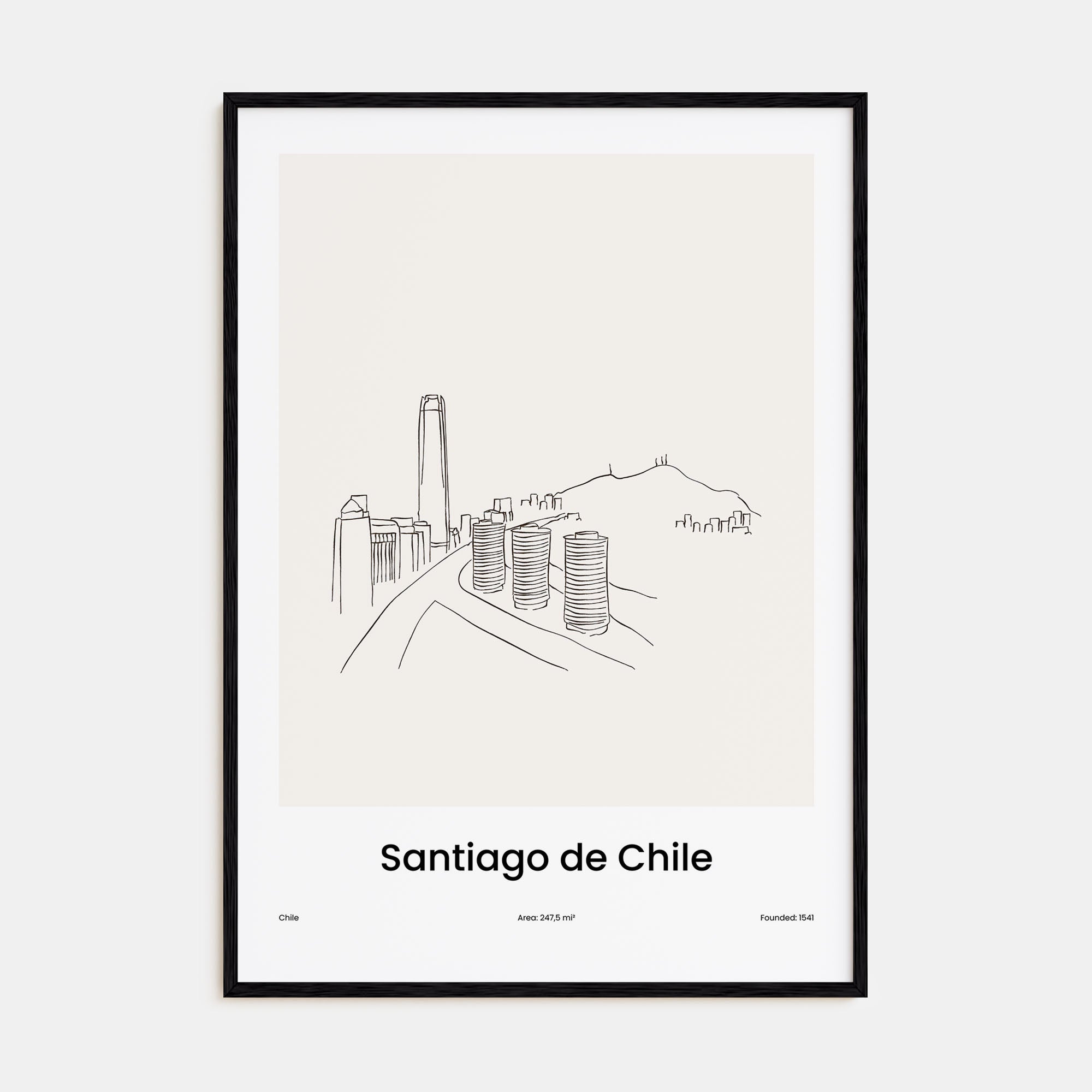 Santiago de Chile Drawn Poster