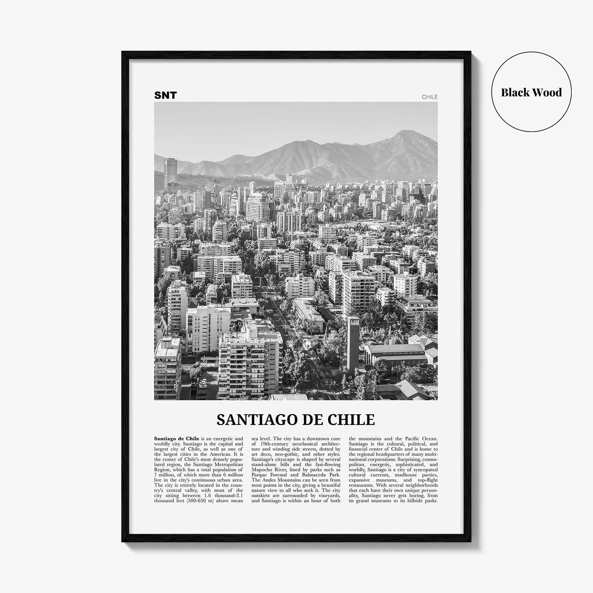 Santiago de Chile Print Black and White, Santiago Wall Art, Santiago Poster, Santiago Photo, Chile, Santiago de Chile, South America