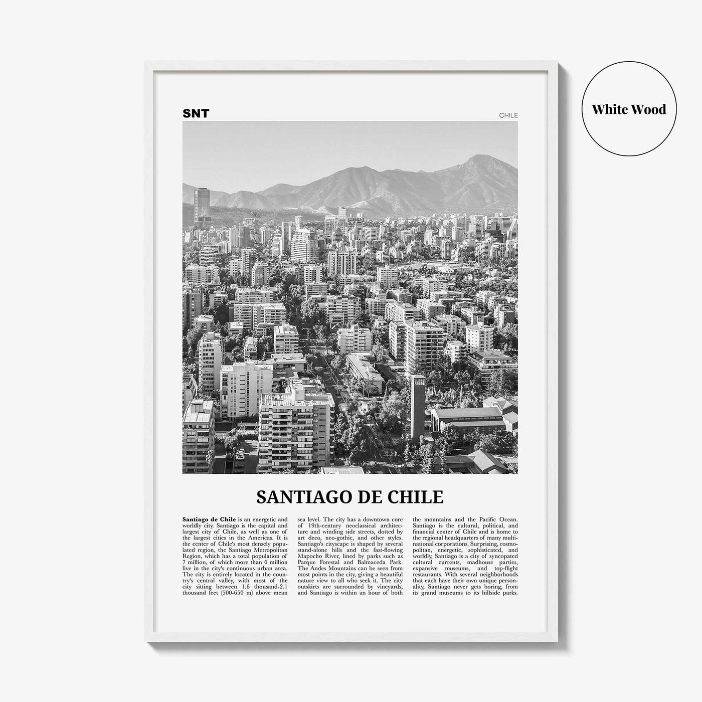 Santiago de Chile Print Black and White, Santiago Wall Art, Santiago Poster, Santiago Photo, Chile, Santiago de Chile, South America