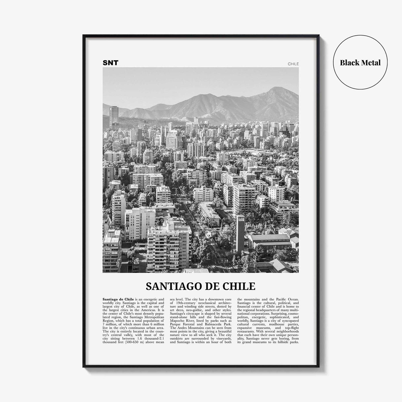 Santiago de Chile Print Black and White, Santiago Wall Art, Santiago Poster, Santiago Photo, Chile, Santiago de Chile, South America