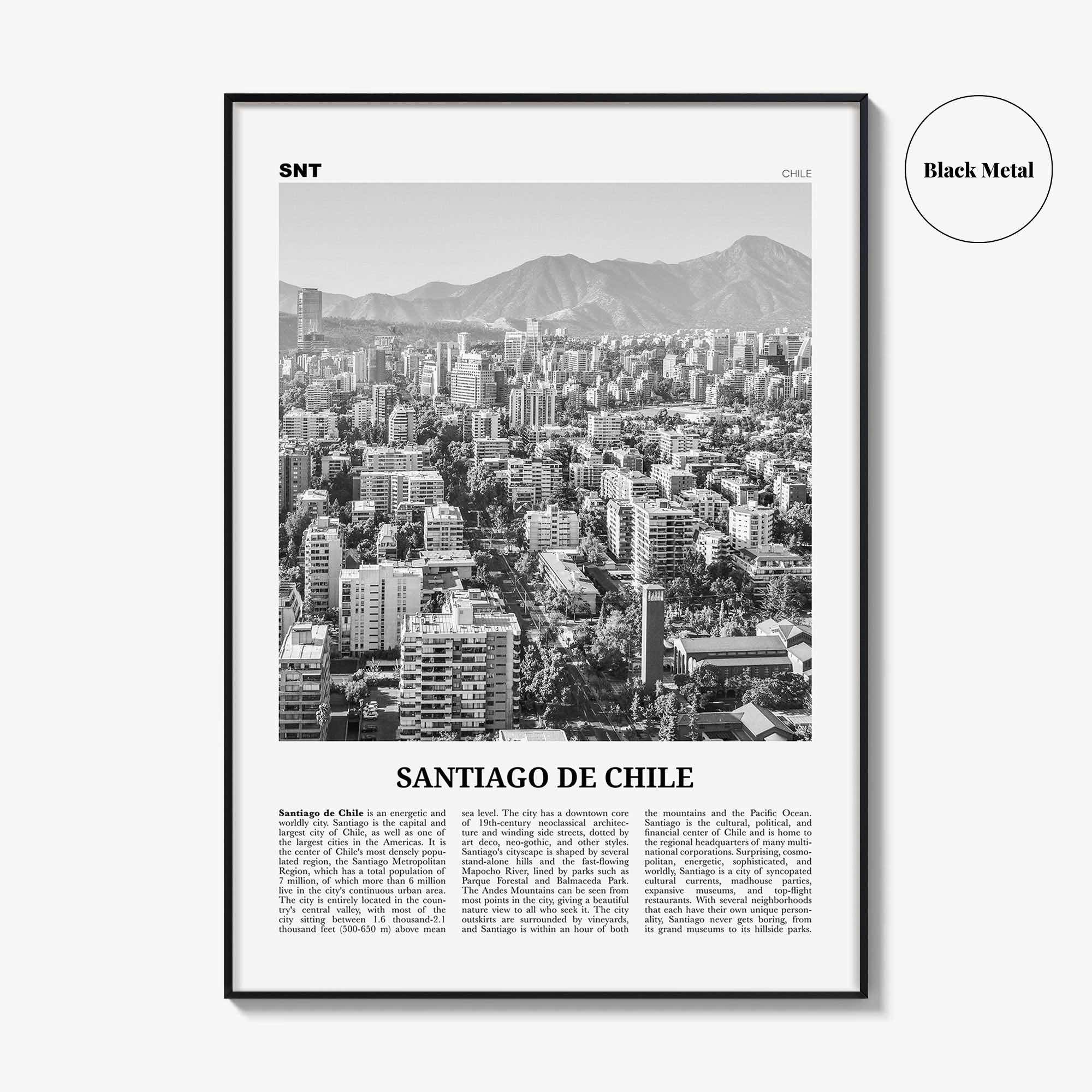 Santiago de Chile Print Black and White, Santiago Wall Art, Santiago Poster, Santiago Photo, Chile, Santiago de Chile, South America