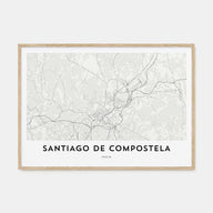 Santiago de Compostela Map Landscape Poster