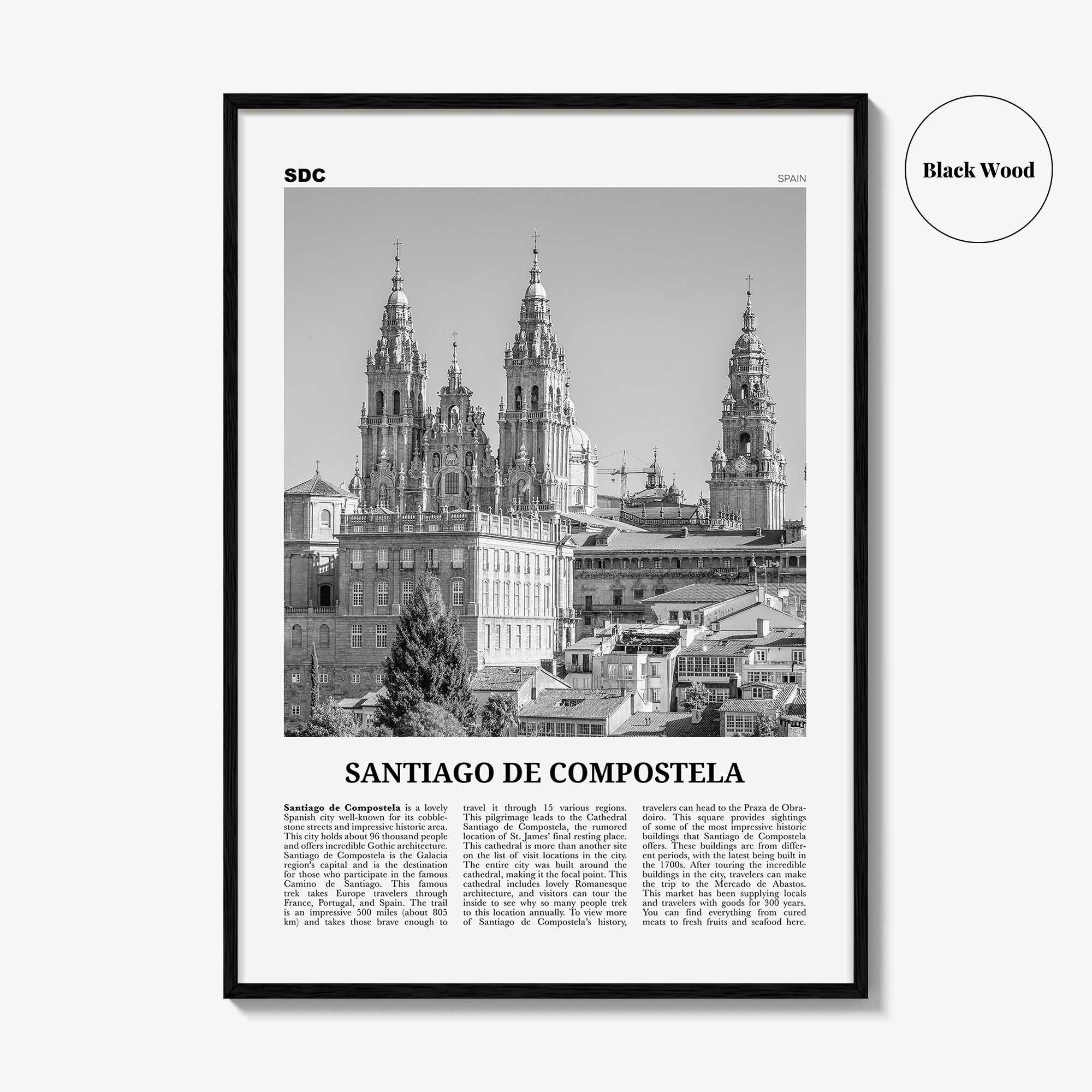 Santiago de Compostela Print Black and White, Santiago de Compostela Wall Art, Compostela Poster, Compostela Photo, Compostela Décor, Spain