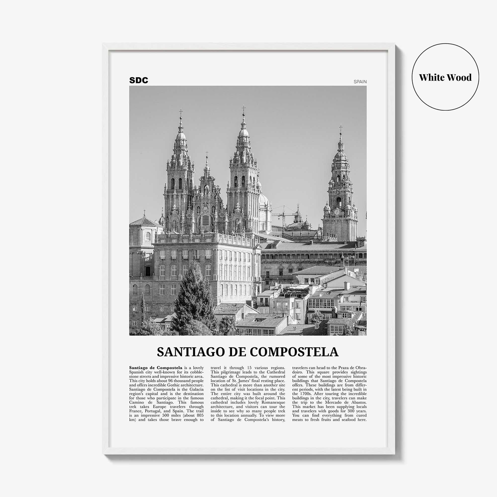 Santiago de Compostela Print Black and White, Santiago de Compostela Wall Art, Compostela Poster, Compostela Photo, Compostela Décor, Spain