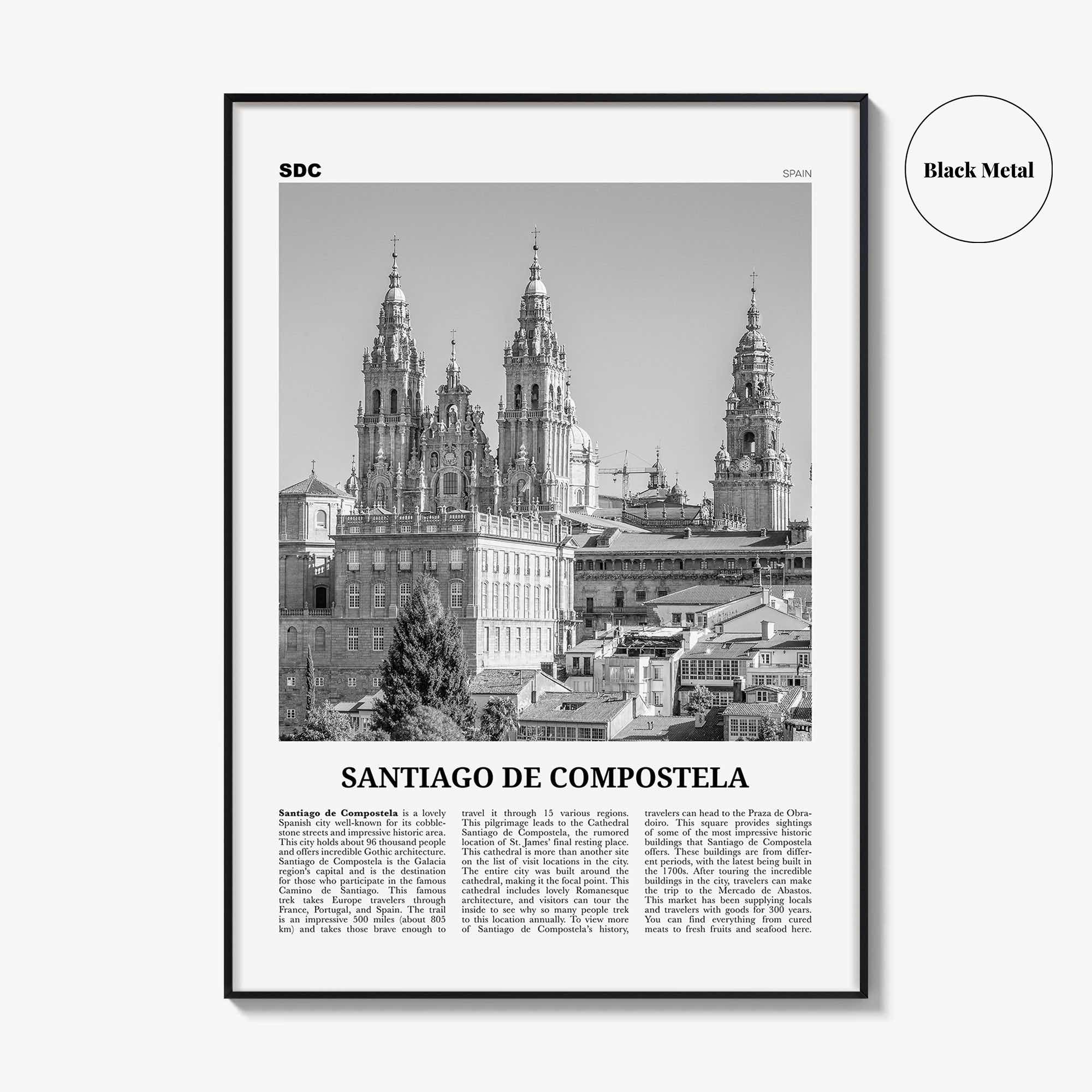 Santiago de Compostela Print Black and White, Santiago de Compostela Wall Art, Compostela Poster, Compostela Photo, Compostela Décor, Spain