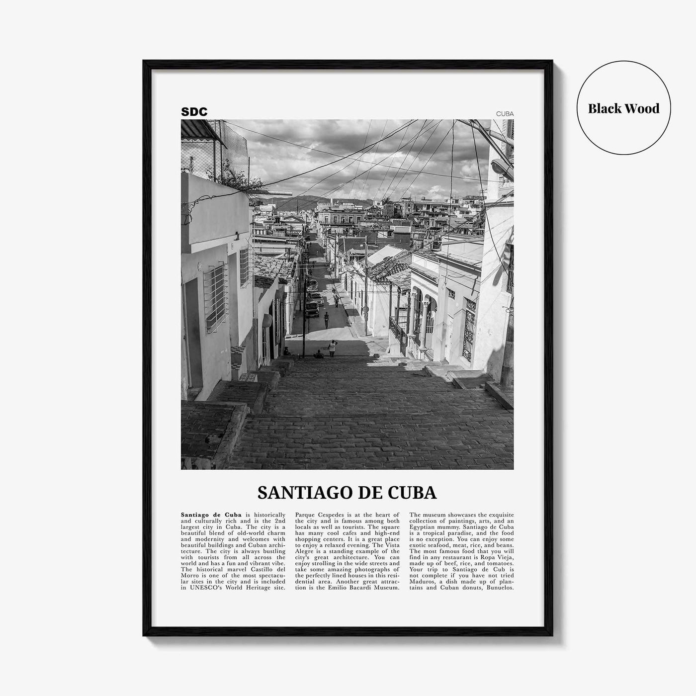 Santiago de Cuba Print Black and White, Santiago de Cuba Wall Art, Santiago de Cuba Poster, Santiago de Cuba Photo, Santiago de Cuba Décor