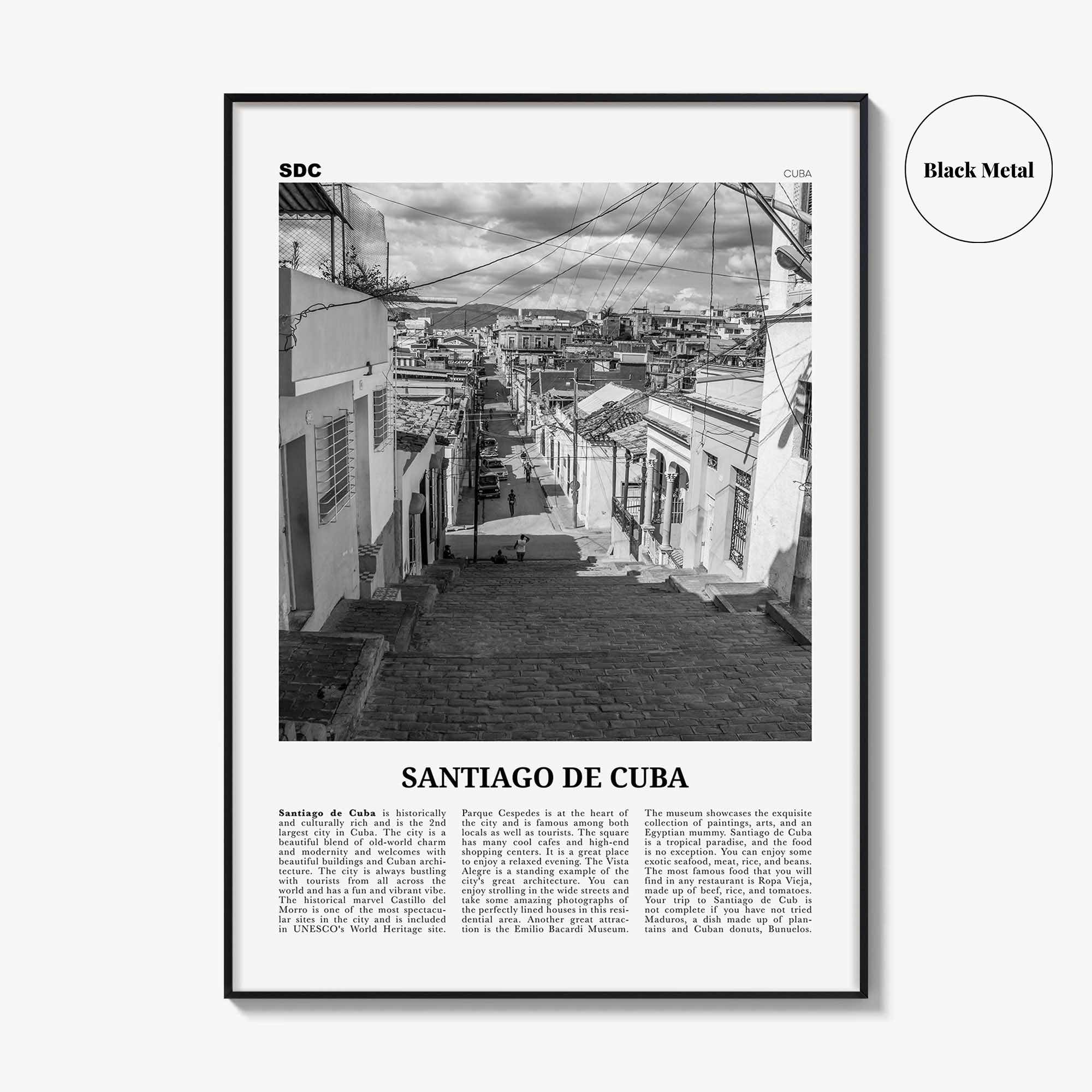 Santiago de Cuba Print Black and White, Santiago de Cuba Wall Art, Santiago de Cuba Poster, Santiago de Cuba Photo, Santiago de Cuba Décor