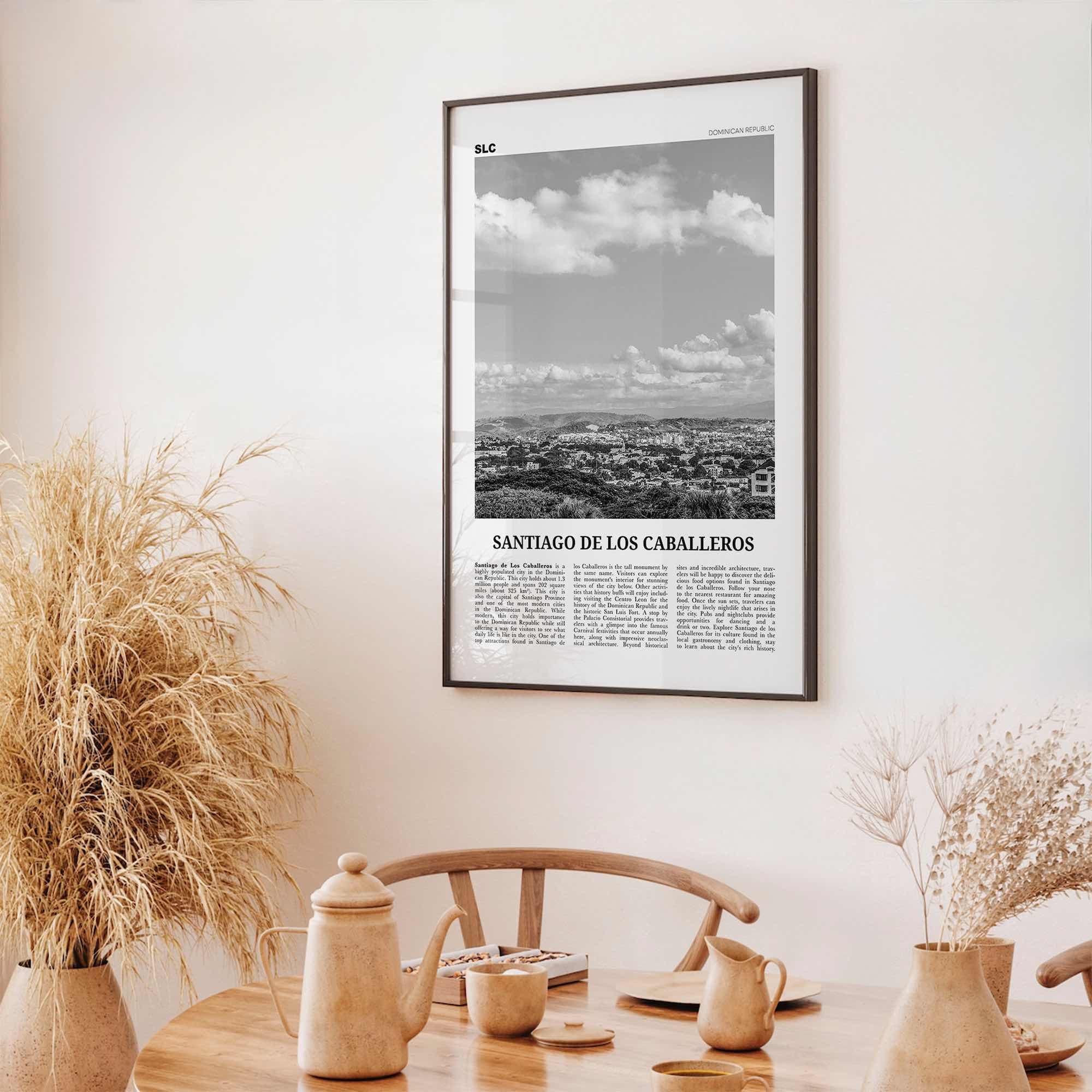 Santiago de los Caballeros Print Black and White, Santiago de los Caballeros Wall Art, Santiago de los Caballeros Poster, Dominican Republic