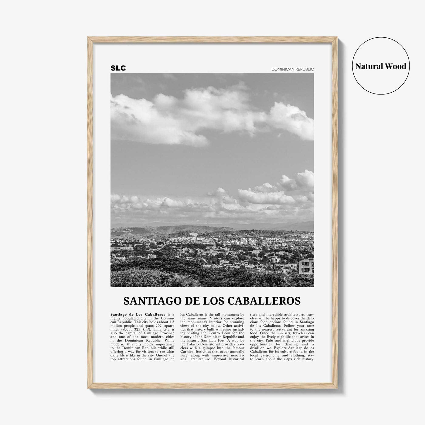 Santiago de los Caballeros Print Black and White, Santiago de los Caballeros Wall Art, Santiago de los Caballeros Poster, Dominican Republic