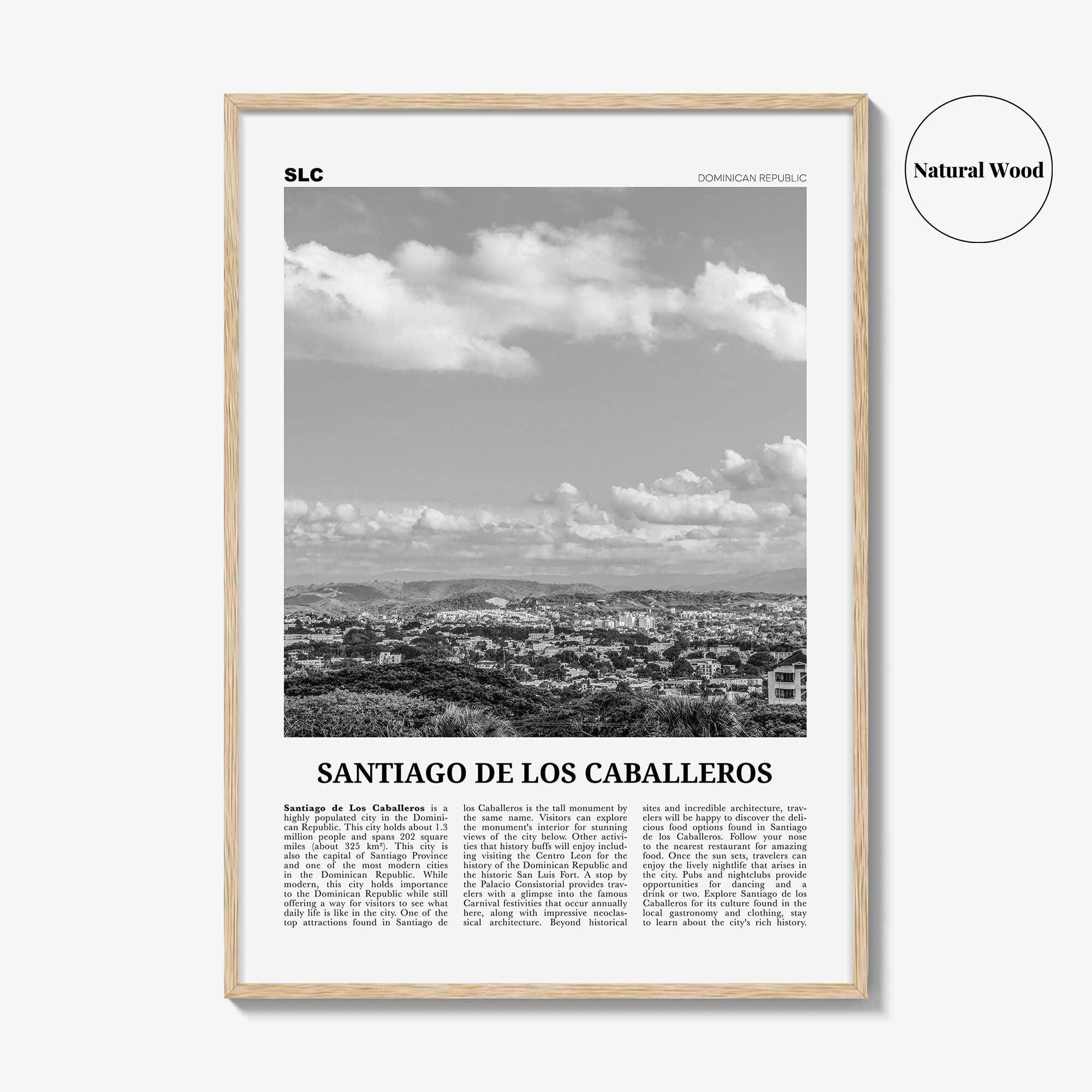 Santiago de los Caballeros Print Black and White, Santiago de los Caballeros Wall Art, Santiago de los Caballeros Poster, Dominican Republic