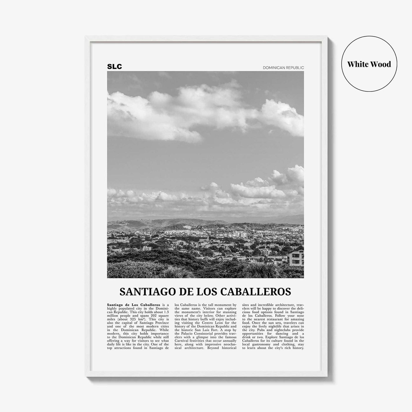 Santiago de los Caballeros Print Black and White, Santiago de los Caballeros Wall Art, Santiago de los Caballeros Poster, Dominican Republic