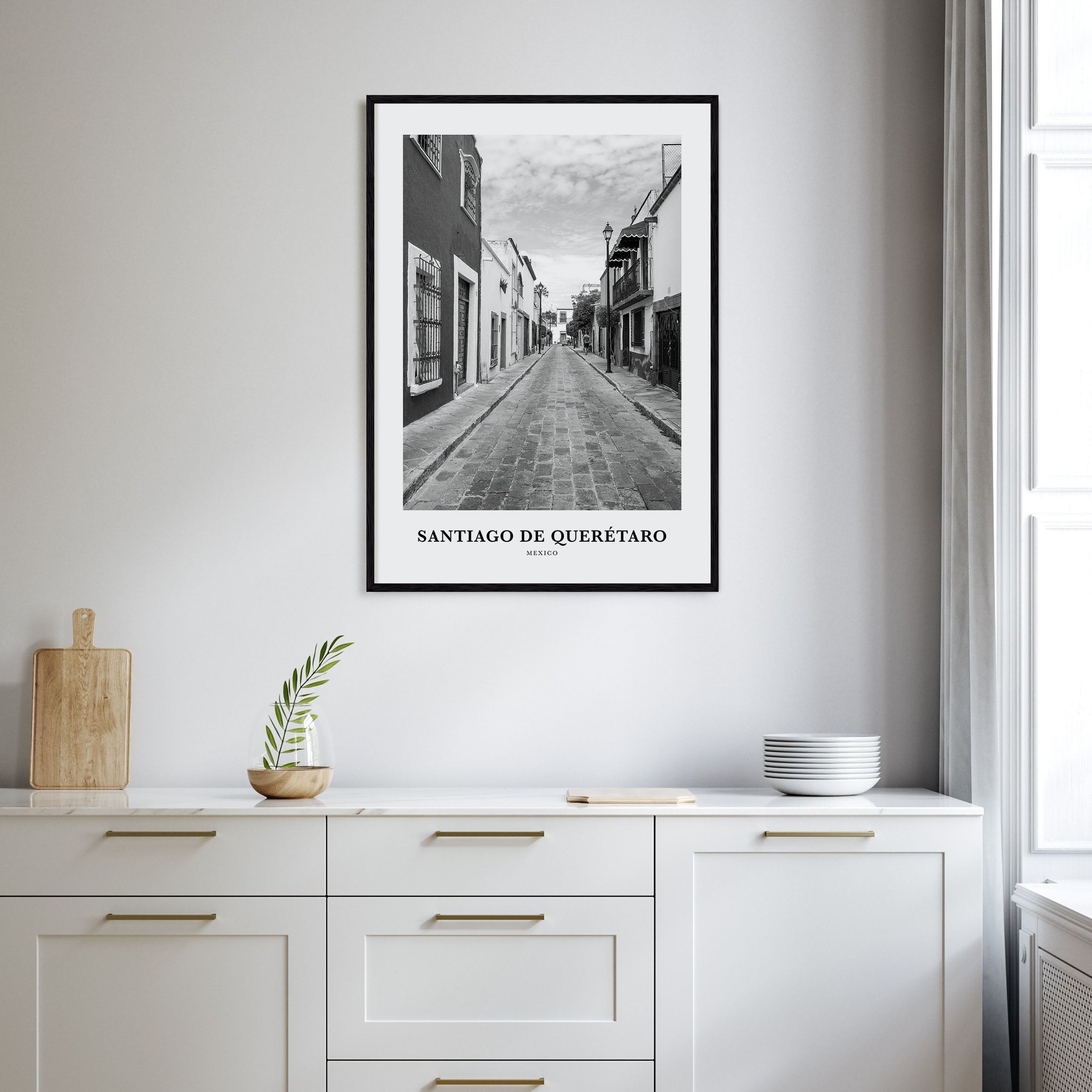 Santiago de Querétaro Portrait B&W Poster