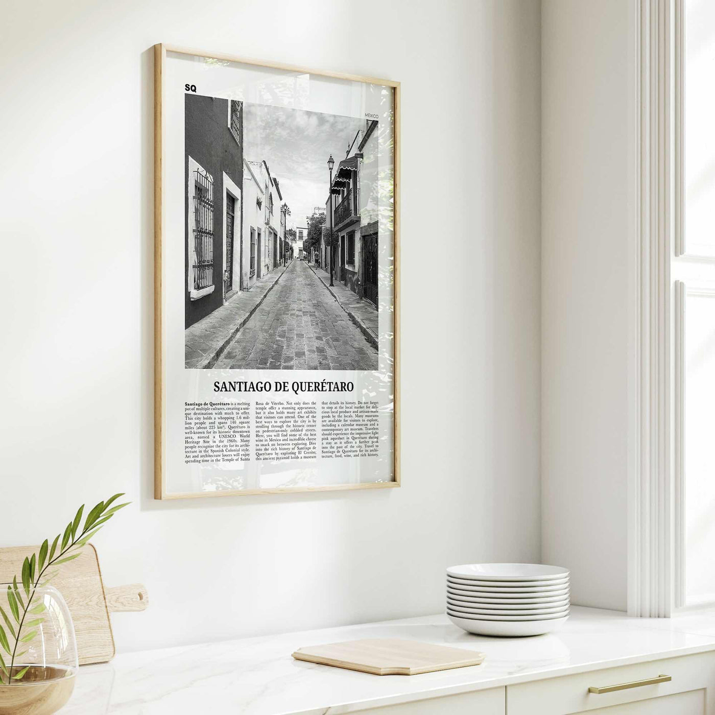 Santiago De Queretaro Print Black and White, Santiago de Querétaro Wall Art, Santiago de Querétaro Poster, Santiago Querétaro Photo, Mexico