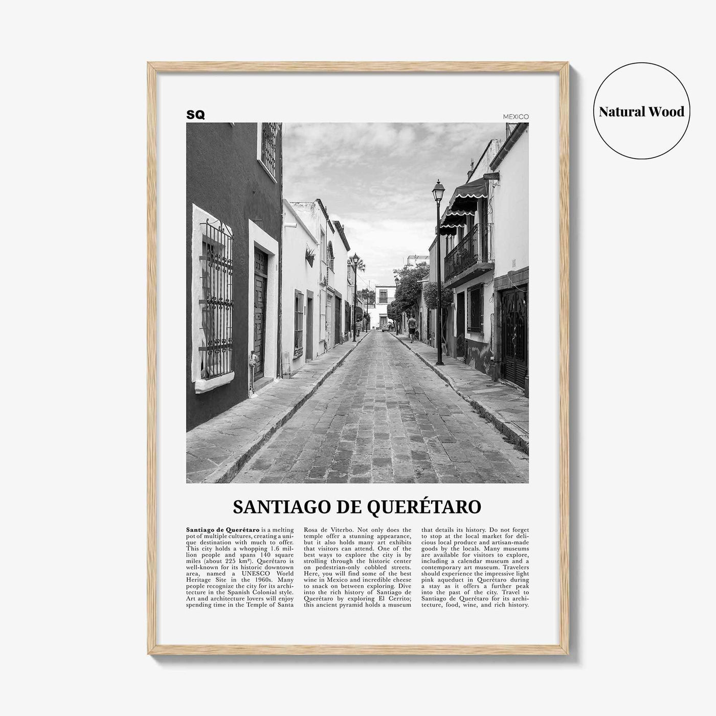 Santiago De Queretaro Print Black and White, Santiago de Querétaro Wall Art, Santiago de Querétaro Poster, Santiago Querétaro Photo, Mexico