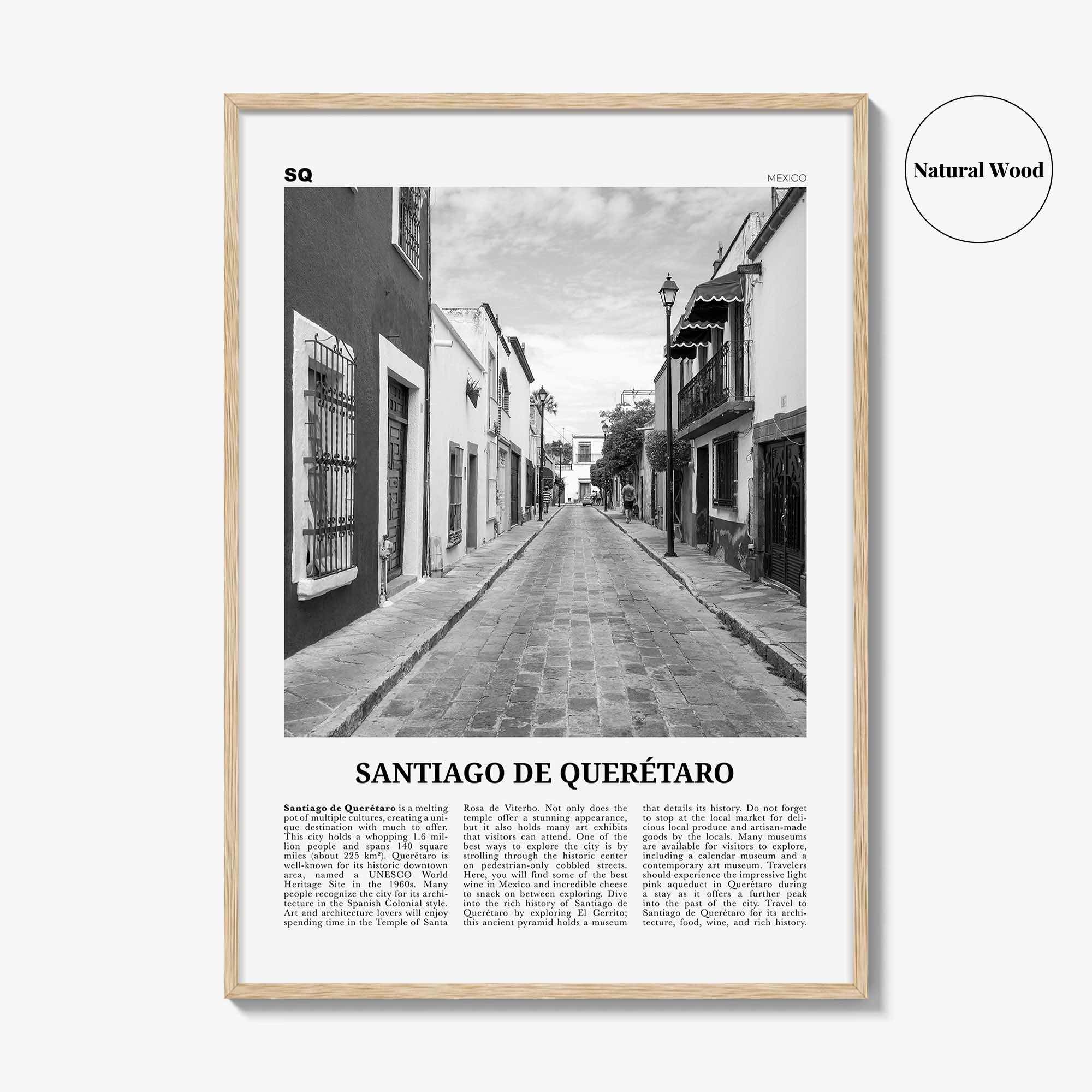 Santiago De Queretaro Print Black and White, Santiago de Querétaro Wall Art, Santiago de Querétaro Poster, Santiago Querétaro Photo, Mexico