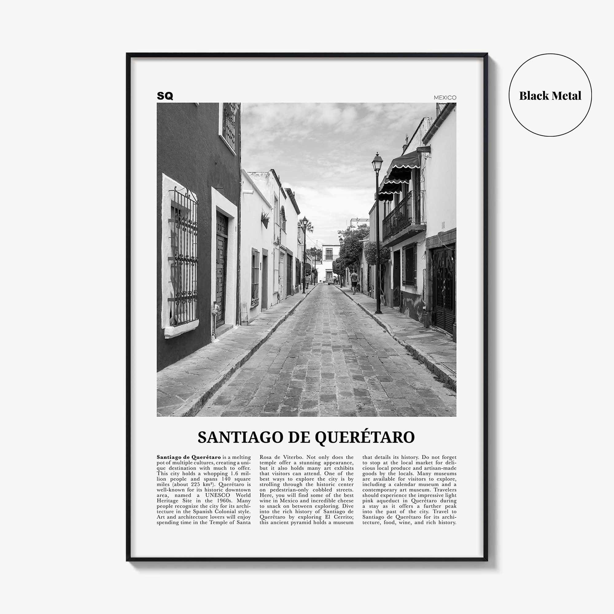 Santiago De Queretaro Print Black and White, Santiago de Querétaro Wall Art, Santiago de Querétaro Poster, Santiago Querétaro Photo, Mexico
