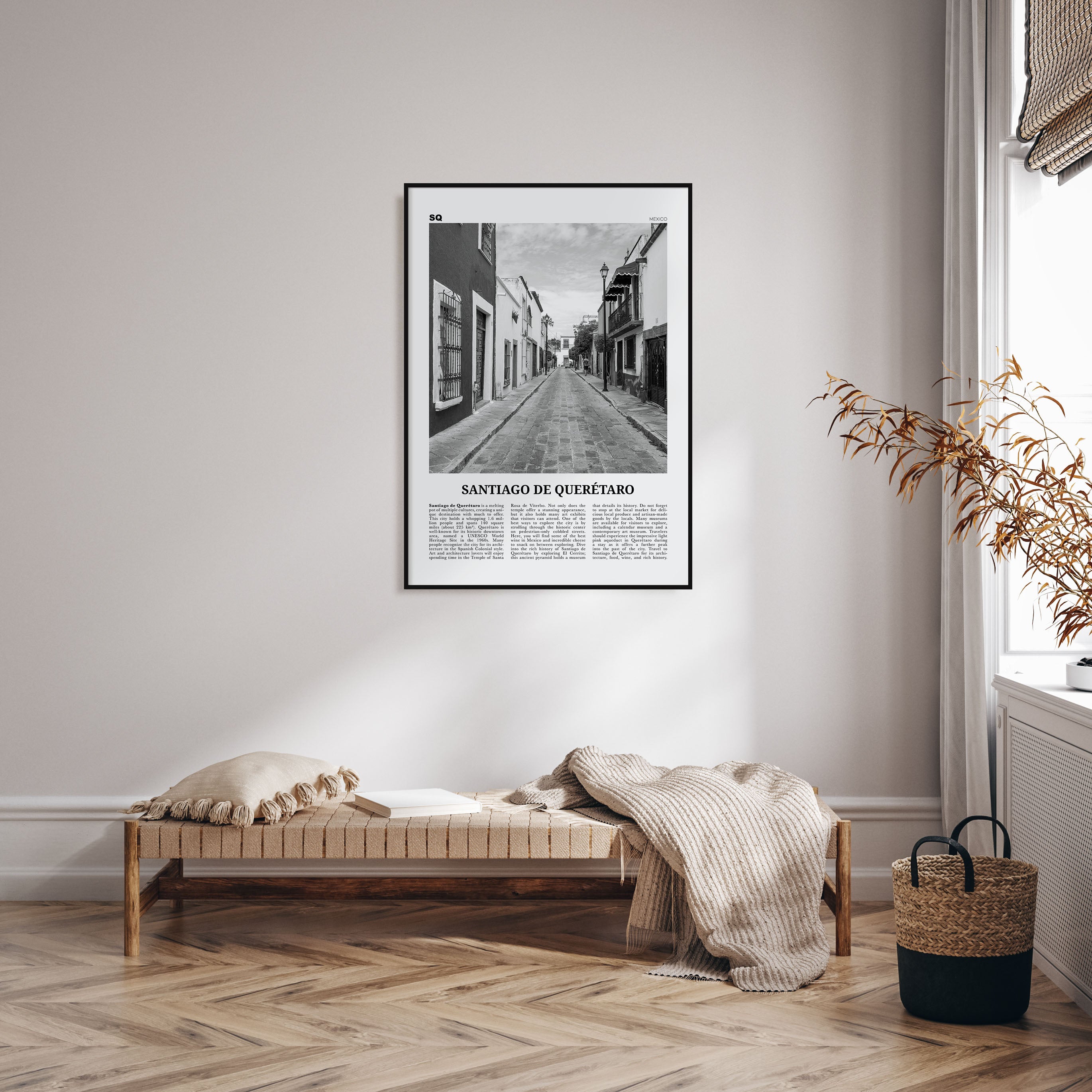 Santiago de Querétaro Travel B&W Poster