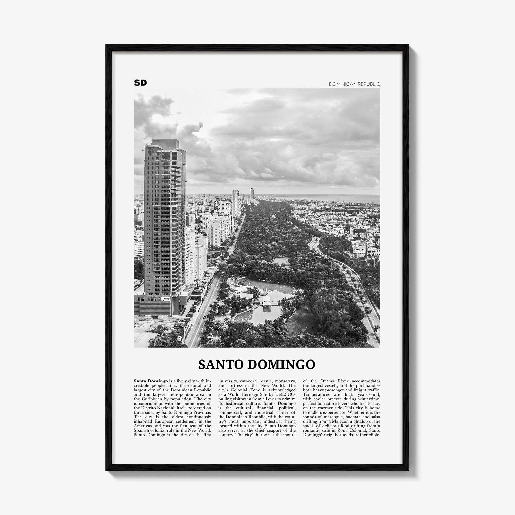 Santo Domingo Print Black and White, Santo Domingo Wall Art, Santo Domingo Poster, Santo Domingo Photo, Dominican Republic, Caribbean