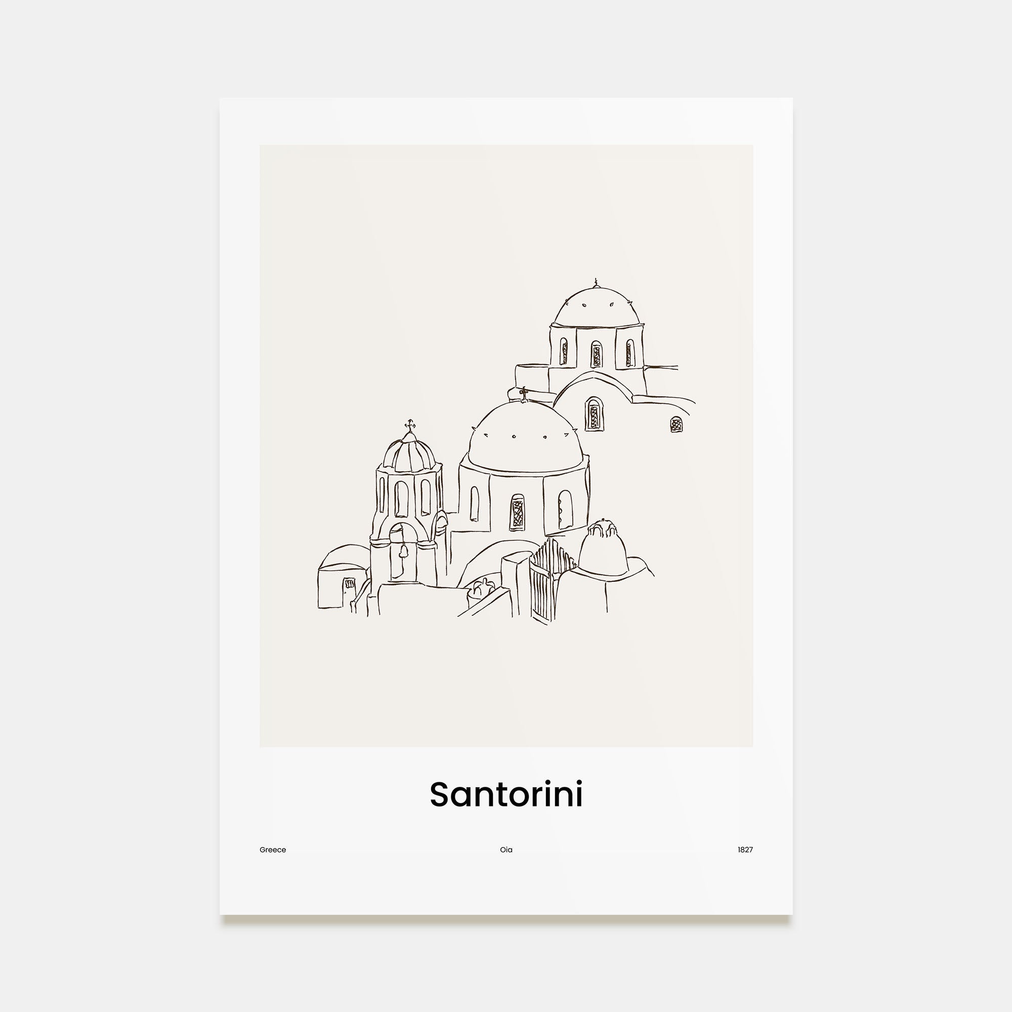 Santorini Drawn Poster