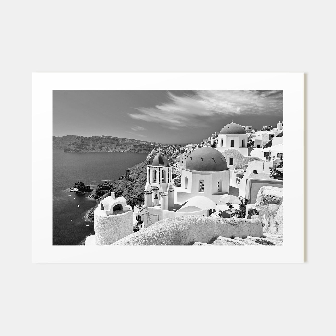 Santorini Landscape B&W Poster
