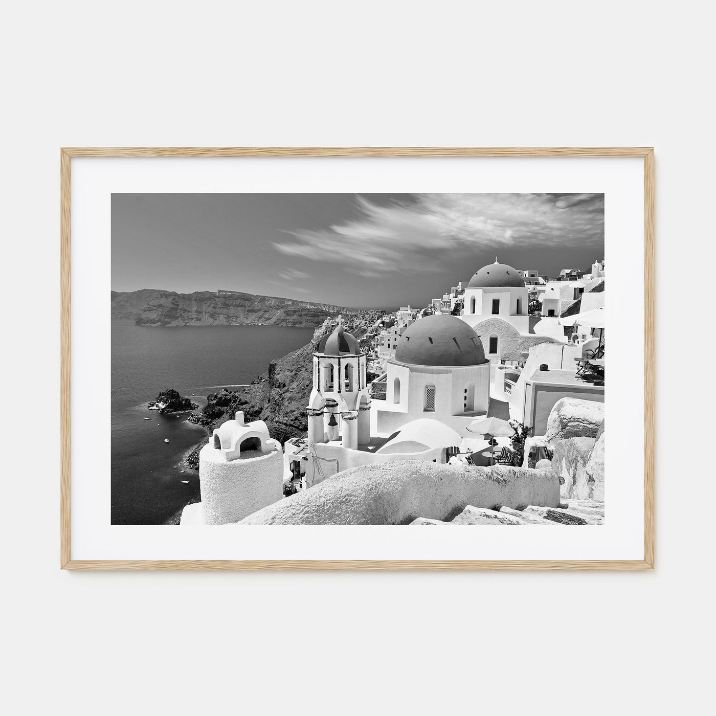Santorini Landscape B&W Poster