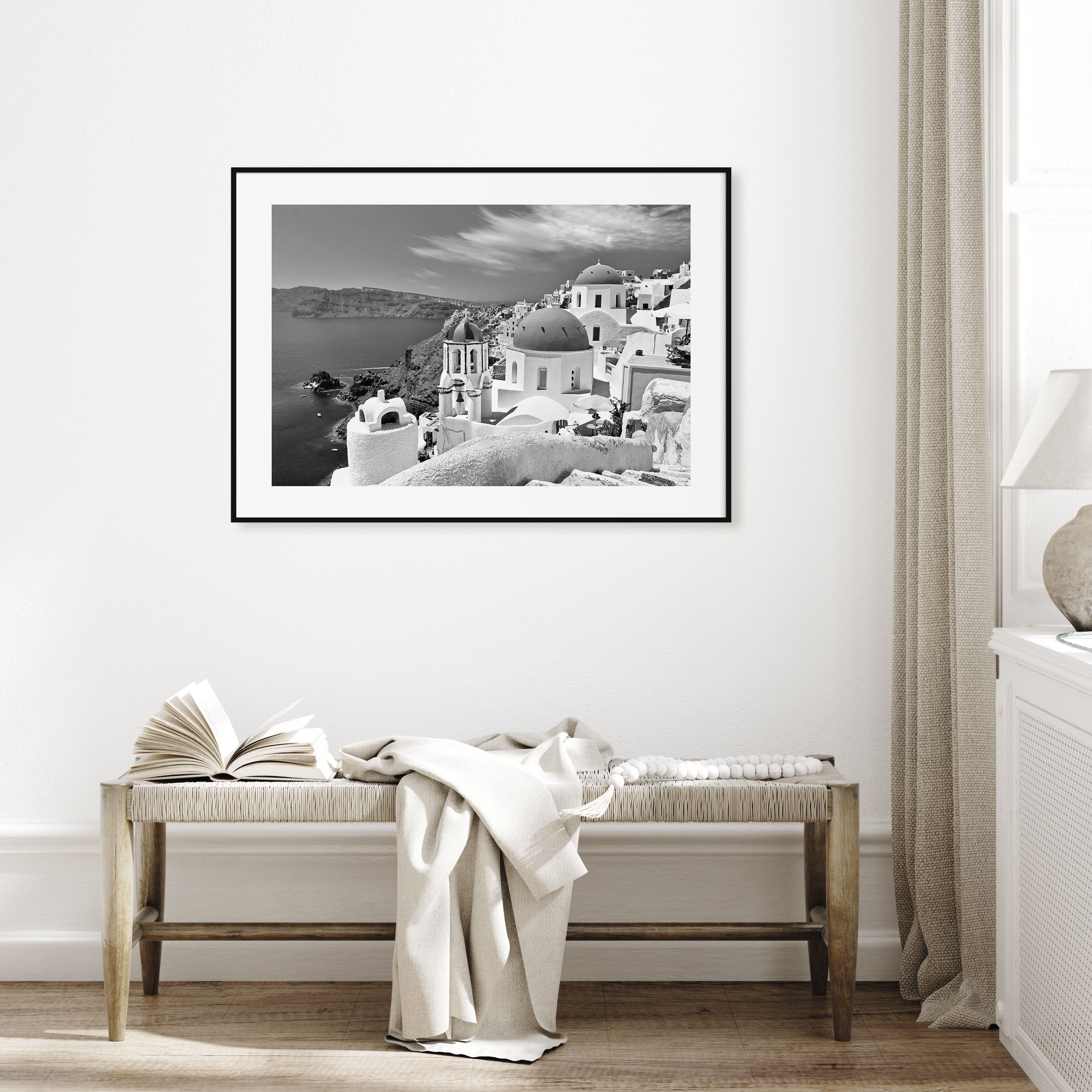 Santorini Landscape B&W Poster