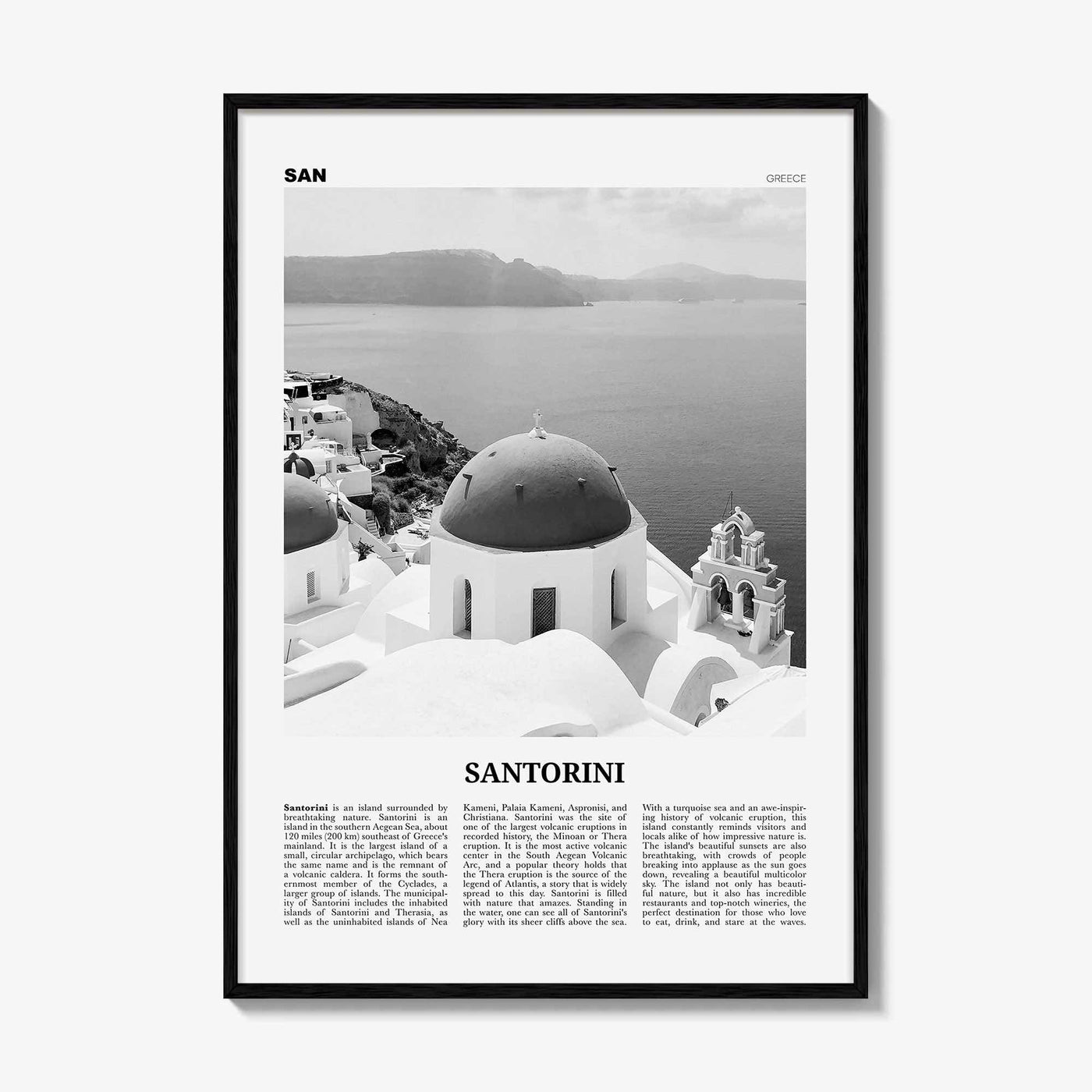 Santorini Print Black and White, Santorini Wall Art, Santorini Poster, Santorini Photo, Greece, Σαντορίνη Θήρα, Thera, Thira, Europe