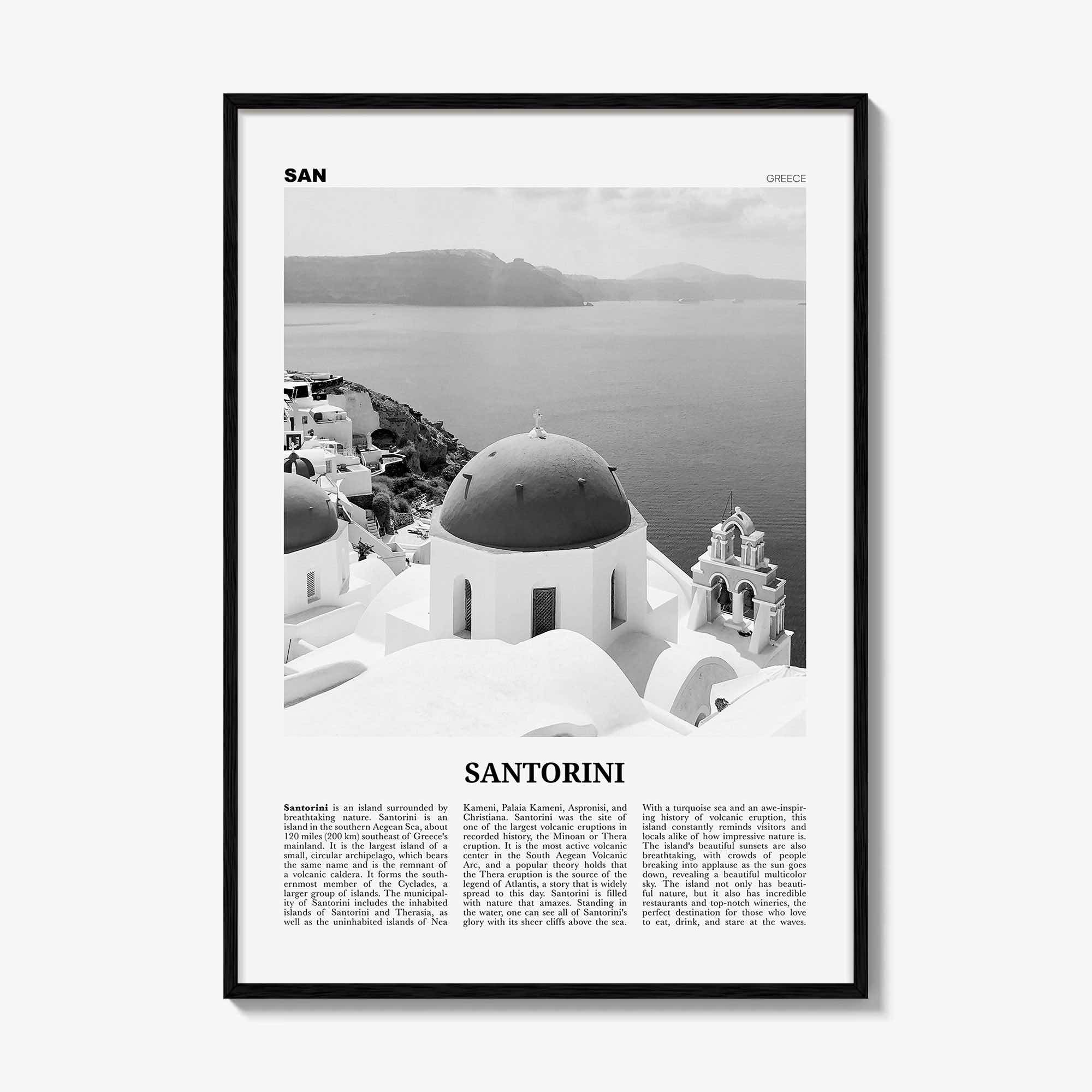 Santorini Print Black and White, Santorini Wall Art, Santorini Poster, Santorini Photo, Greece, Σαντορίνη Θήρα, Thera, Thira, Europe