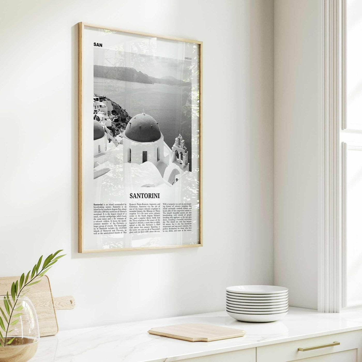 Santorini Print Black and White, Santorini Wall Art, Santorini Poster, Santorini Photo, Greece, Σαντορίνη Θήρα, Thera, Thira, Europe