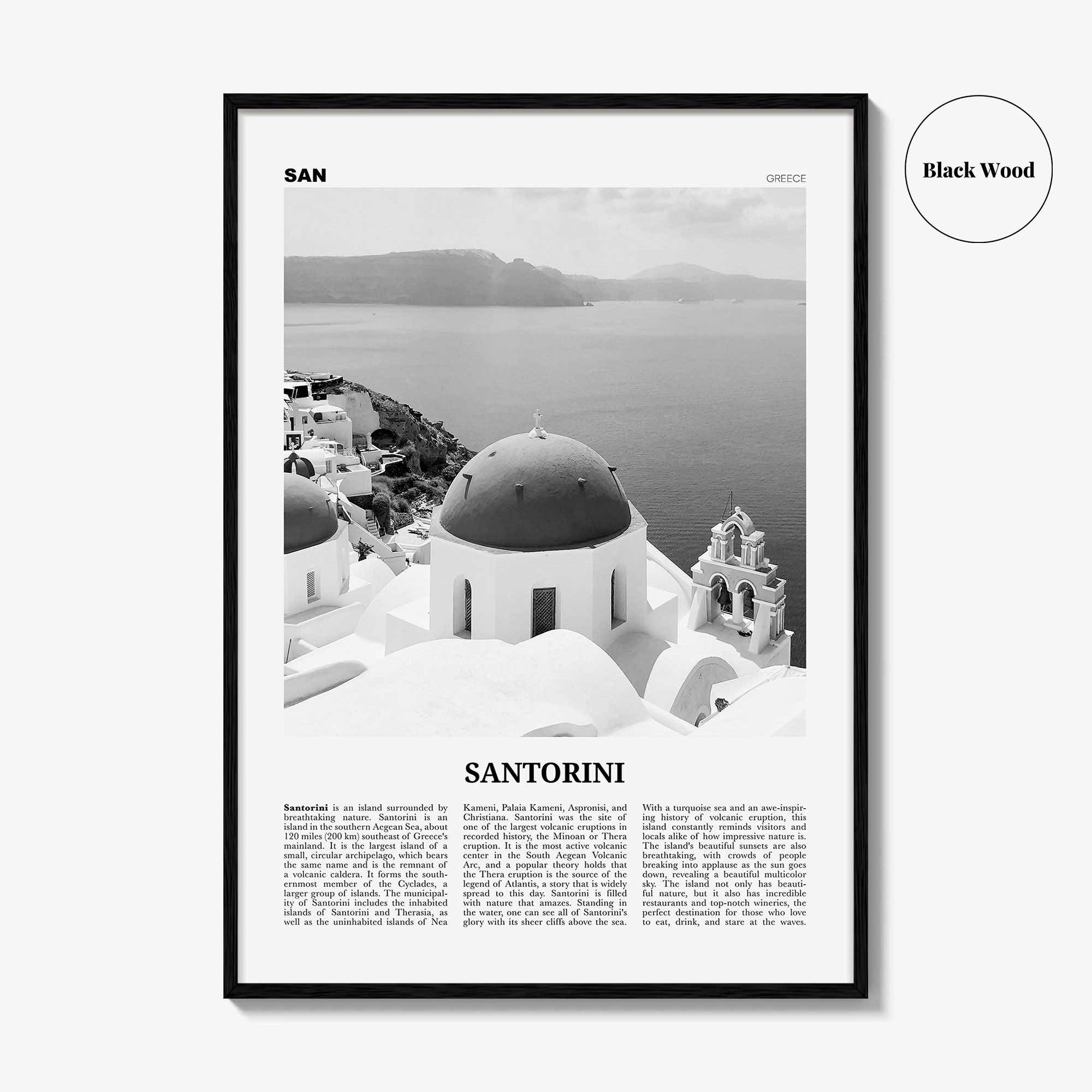 Santorini Print Black and White, Santorini Wall Art, Santorini Poster, Santorini Photo, Greece, Σαντορίνη Θήρα, Thera, Thira, Europe